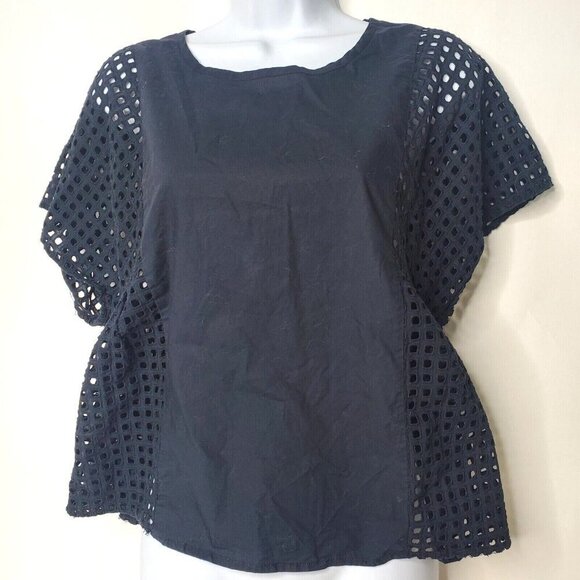 Madewell Open Weave Small Black Shirt - Picture 2 of 7